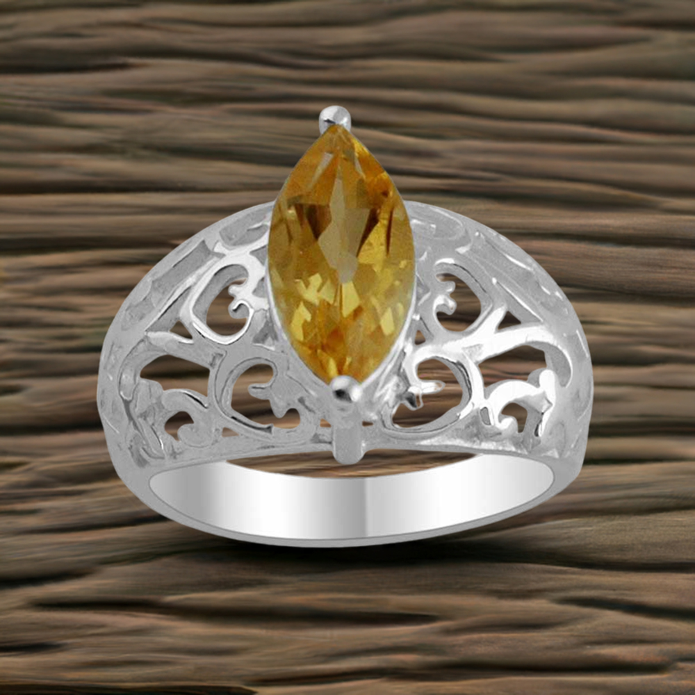 Citrine Gemstone Silver Rings Jewelry 925SR1375