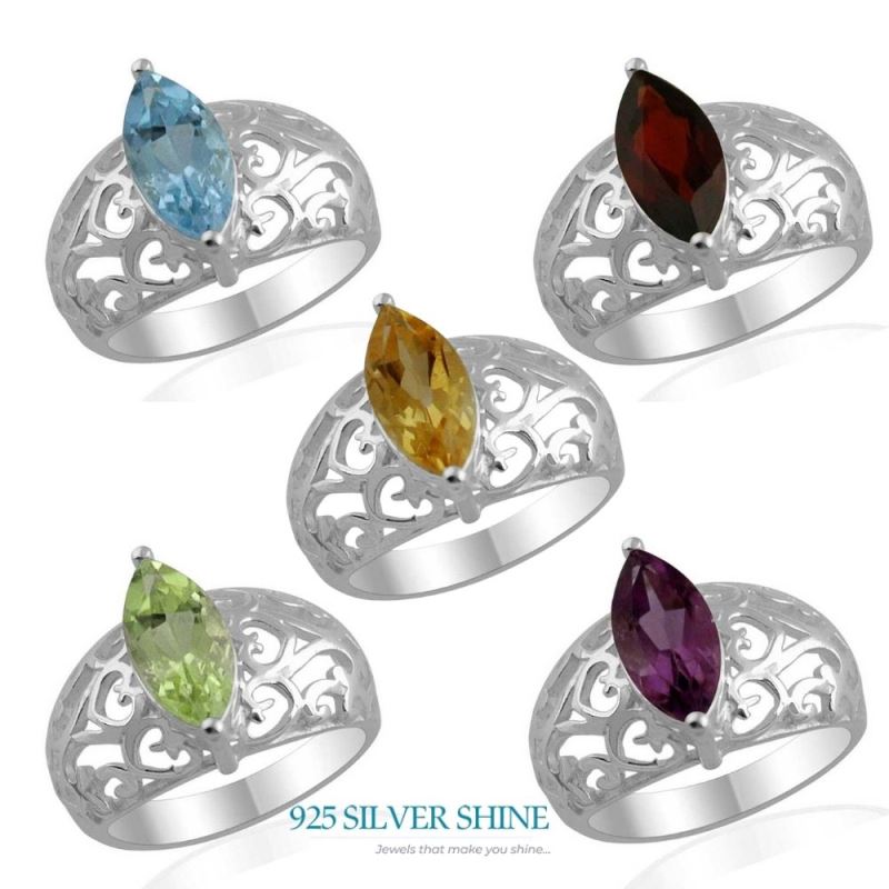 Citrine Gemstone Silver Rings Jewelry 925SR1375_2