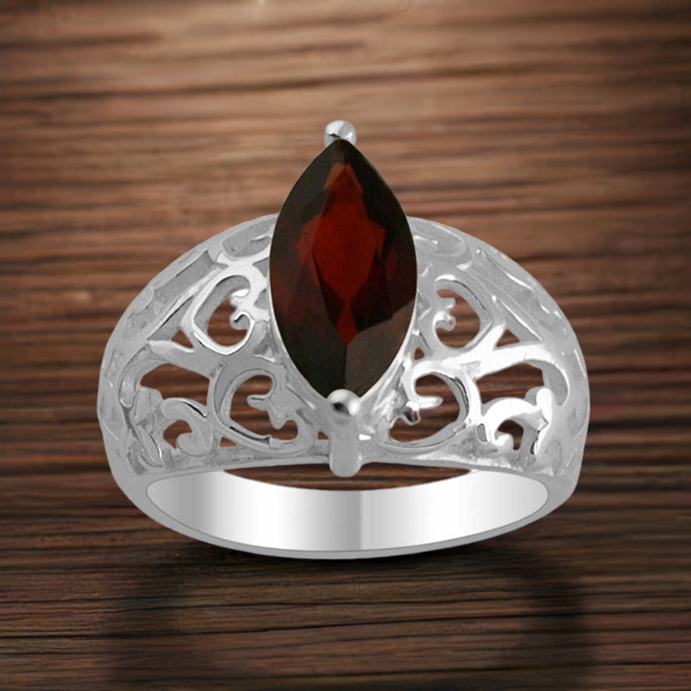 Sterling Silver Garnet Gemstone Filigree Rings 925SR1376