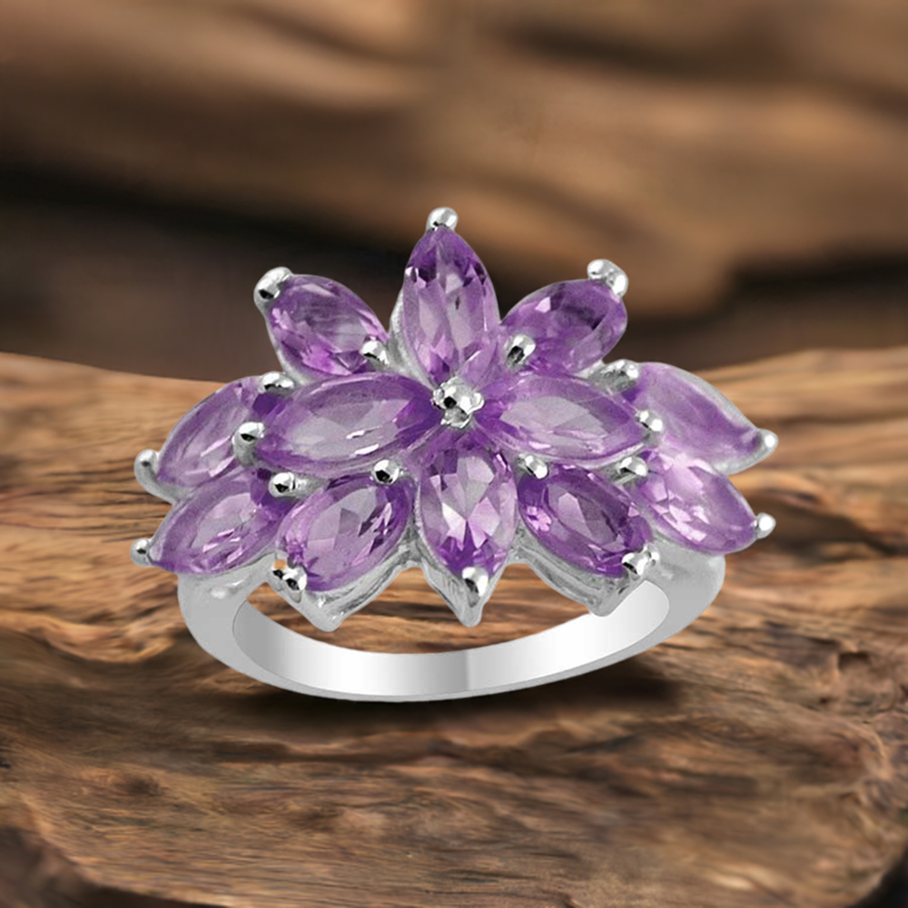 925 Sterling Silver Rings In Natural Amethyst Gemstone 925SR1378