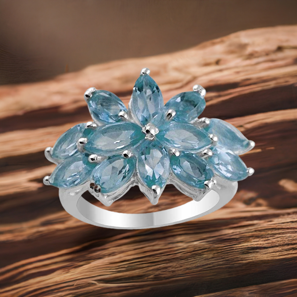 925 Sterling Silver Rings In Semi Precious Blue Topaz Gemstone 925SR1379