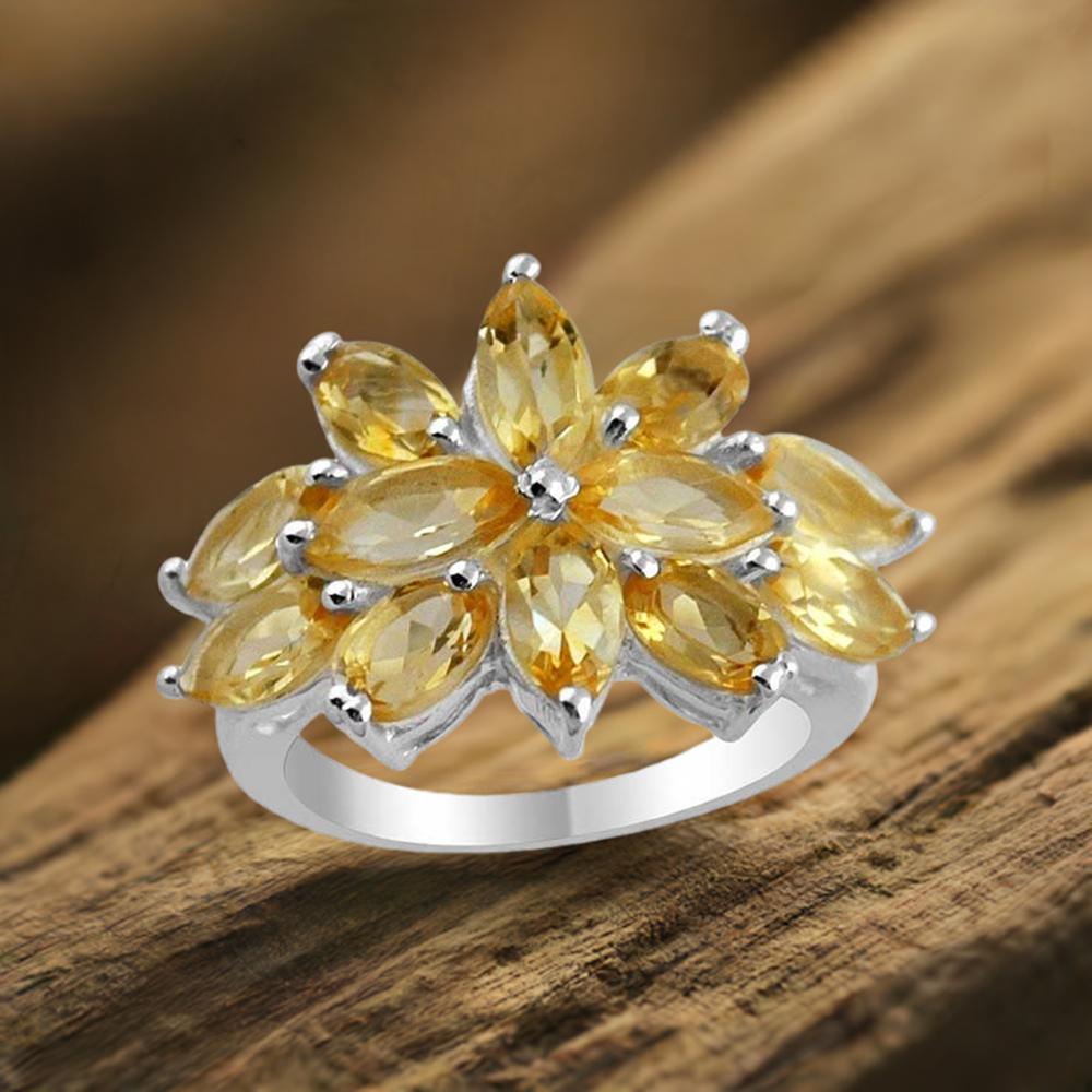 925 Sterling Silver Rings In Genuine Citrine Gemstone 925SR1380