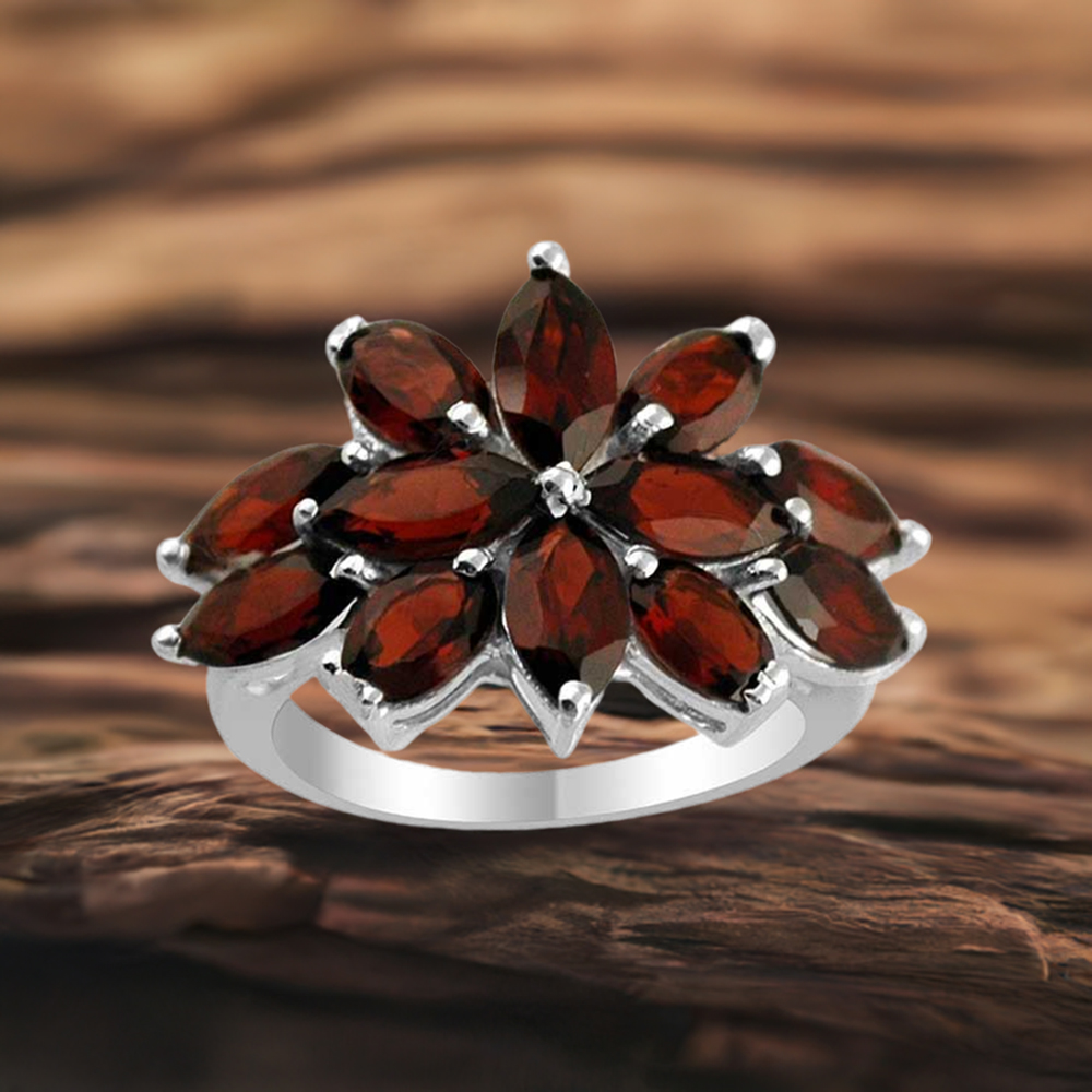925 Sterling Silver Rings In Natural Garnet Gemstone 925SR1381