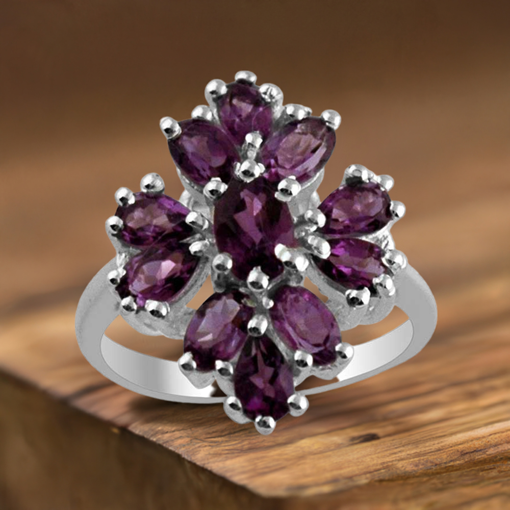 925 Sterling Silver Rings In Natural Amethyst Gemstone 925SR1384