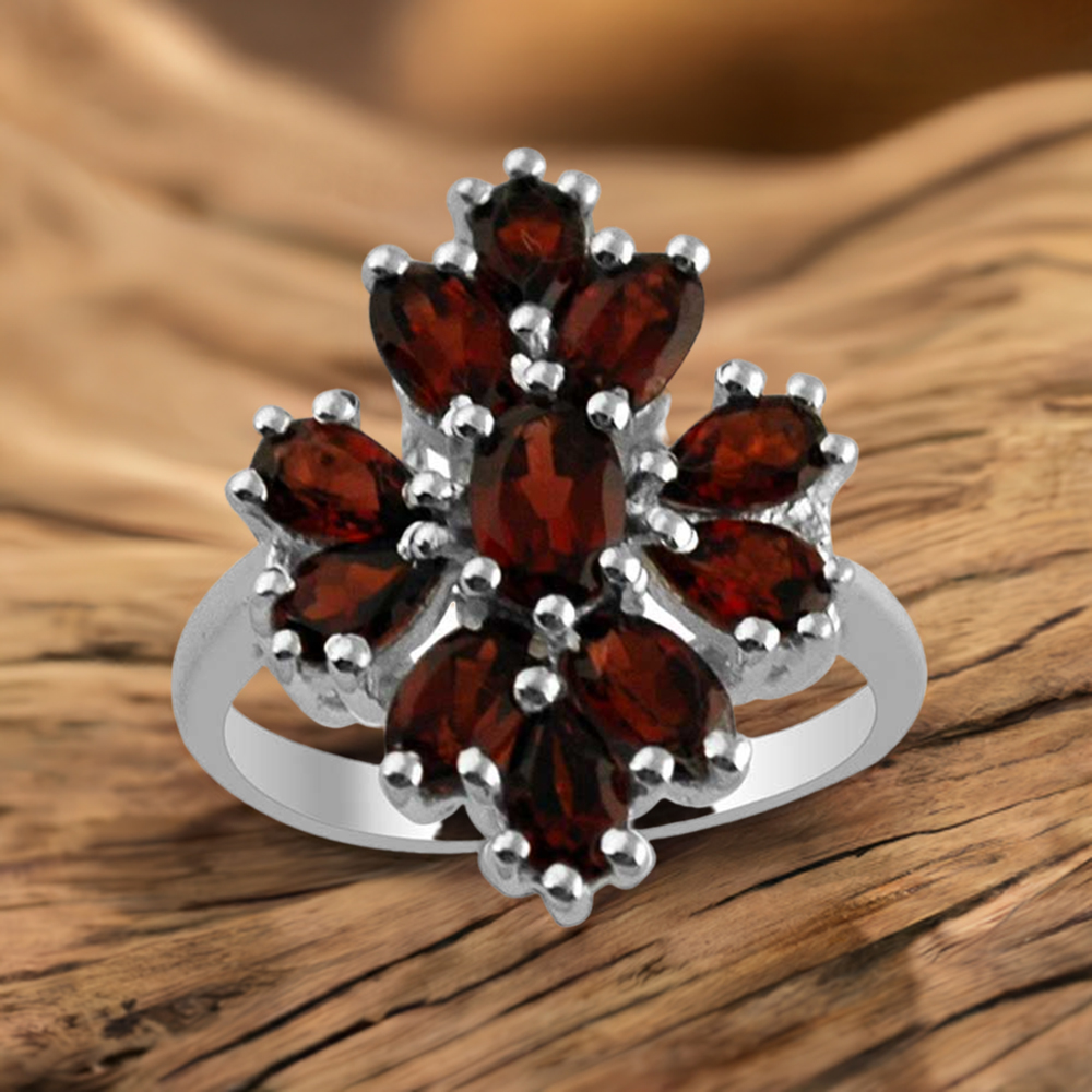 925 Sterling Silver Rings In Natural Garnet Gemstone 925SR1387