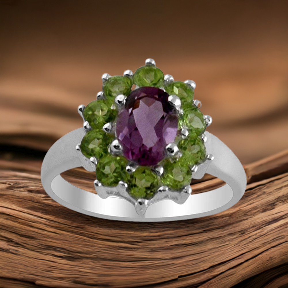 Semi Precious Multi Gemstone Rings In 925 Sterling Silver Jewelry 925SR1394