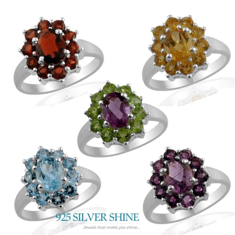 Semi Precious Multi Gemstone Rings In 925 Sterling Silver Jewelry 925SR1394_2