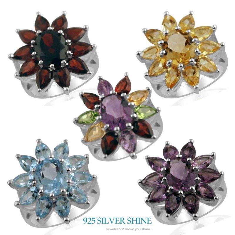 Genuine Citrine Gemstone Rings In 925 Sterling Silver Jewelry 925SR1398_1