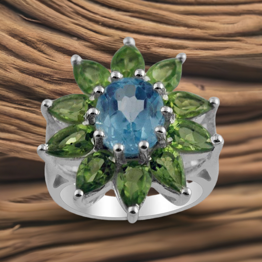 Semi Precious Multi Gemstone Rings In 925 Sterling Silver Jewelry 925SR1400