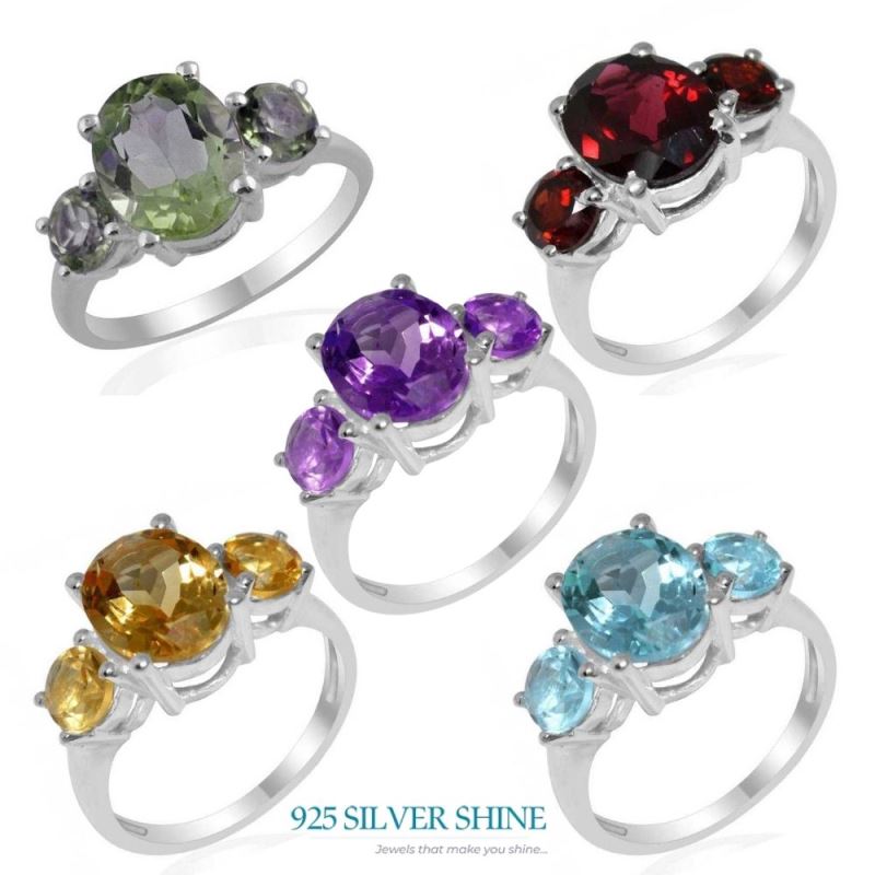 Genuine Multi Gemstone Rings In 925 Sterling Silver Jewelry 925SR1401_2