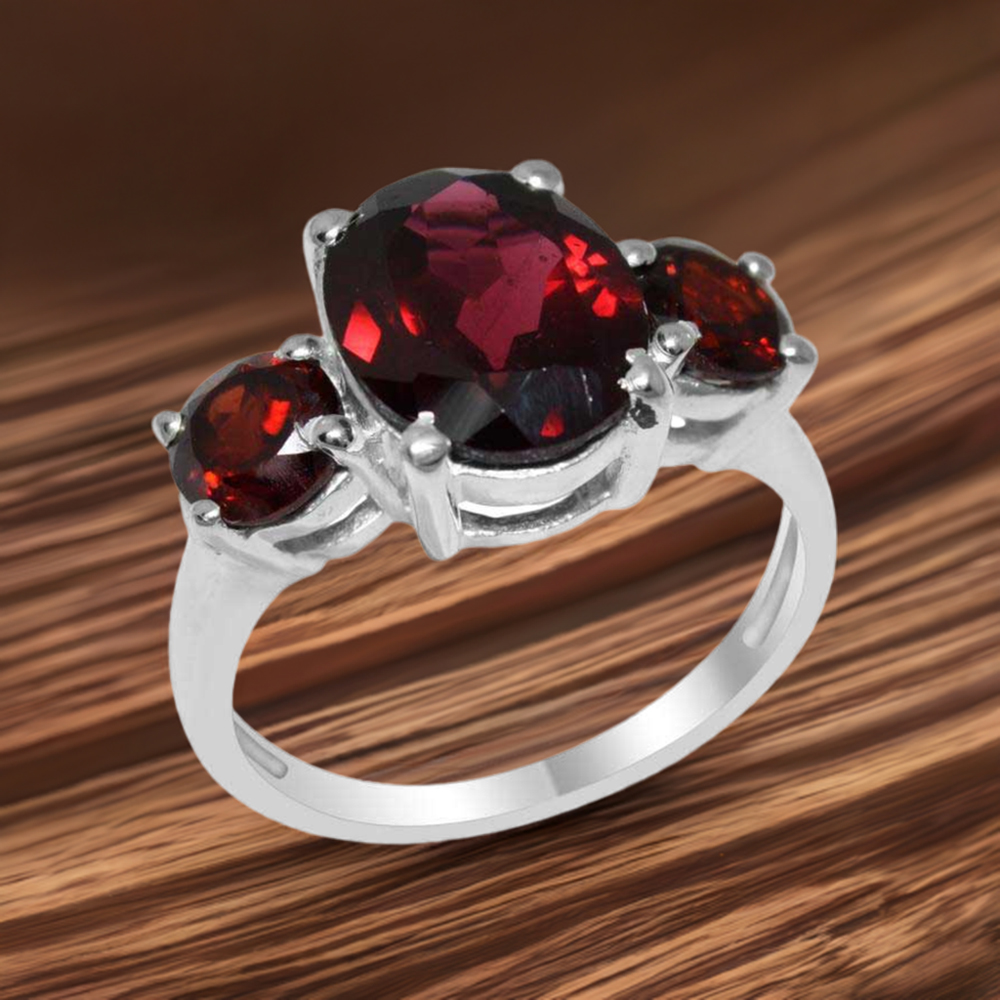 925 Sterling Silver Rings In Garnet Gemstone Jewelry 925SR1406