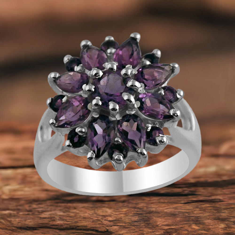 925 Sterling Silver Handmade Rings In Amethyst Gemstone Jewelry 925SR1409