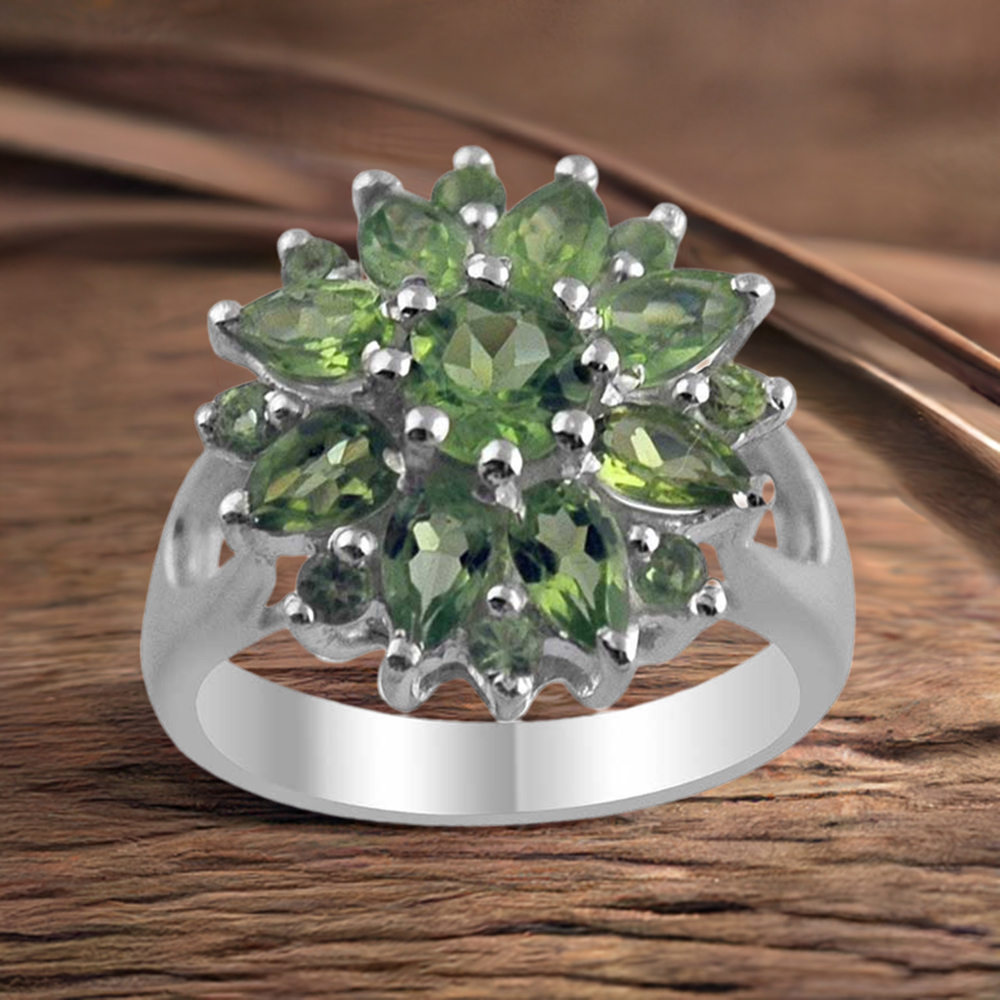 925 Sterling Silver Handmade Rings In Peridot Gemstone Jewelry 925SR1413