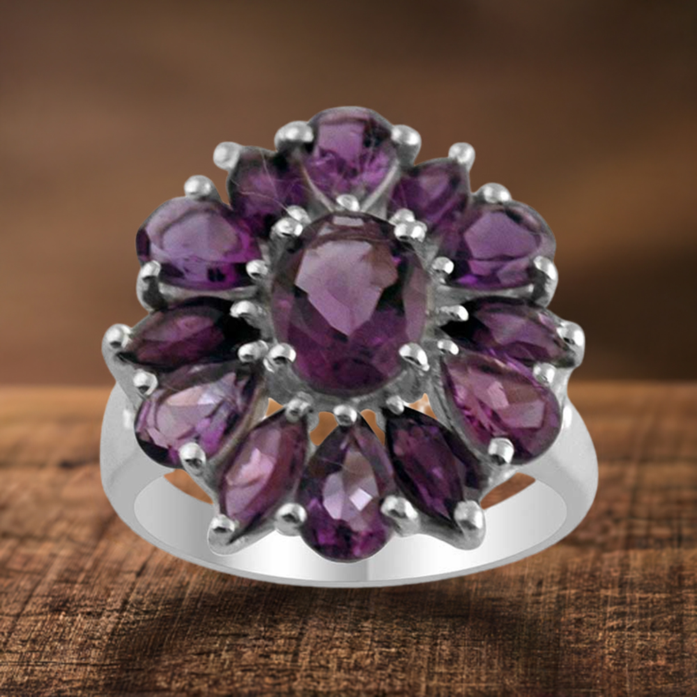925 Sterling Silver Rings In Amethyst Gemstone Jewelry 925SR1415