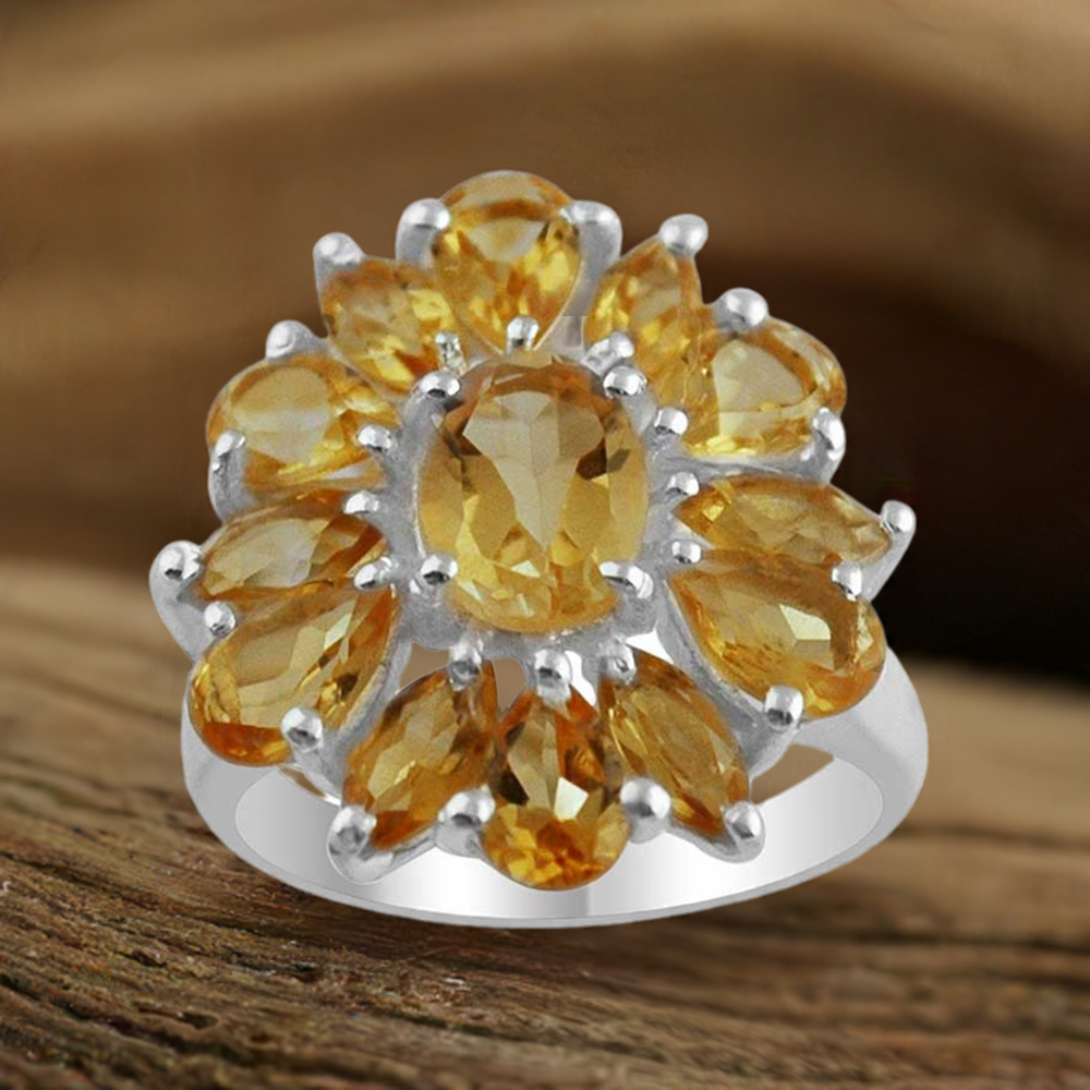 925 Sterling Silver Rings In Citrine Gemstone Jewelry 925SR1417