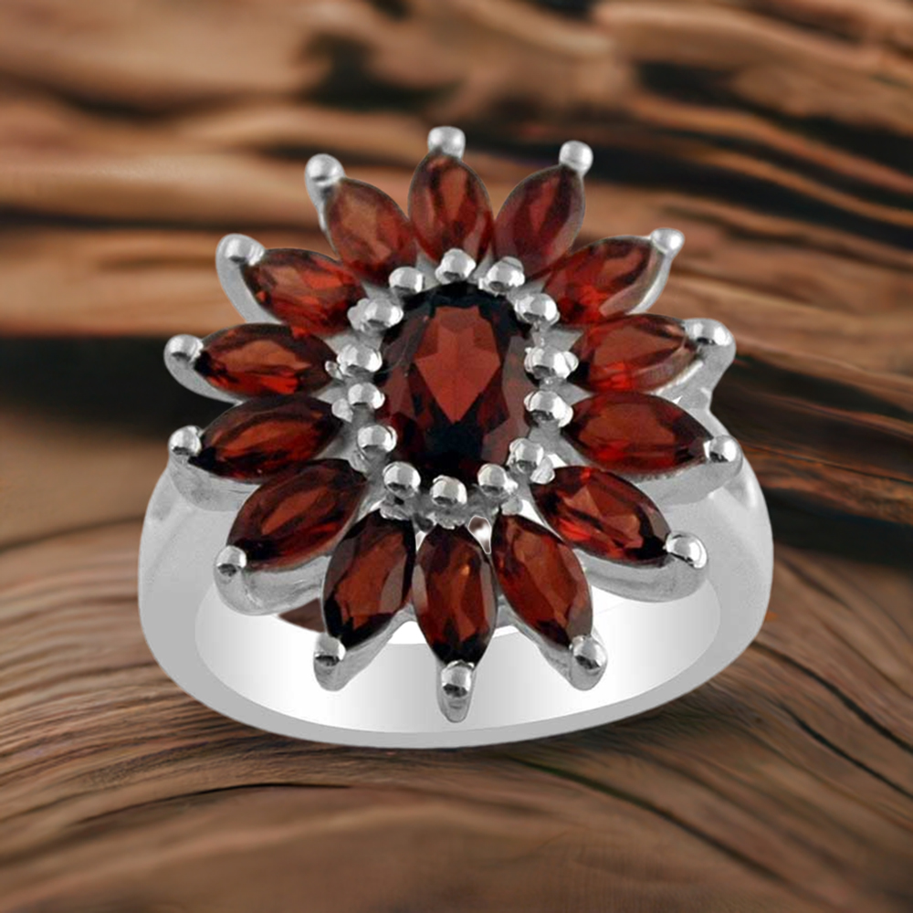 925 Sterling Silver Rings In Garnet Gemstone Jewelry 925SR1424