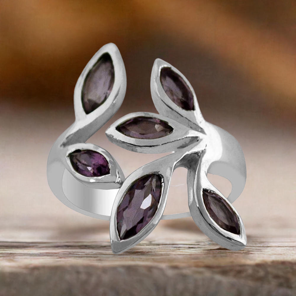 925 Sterling Silver Rings In Smoky Quartz Gemstone Jewelry 925SR1427