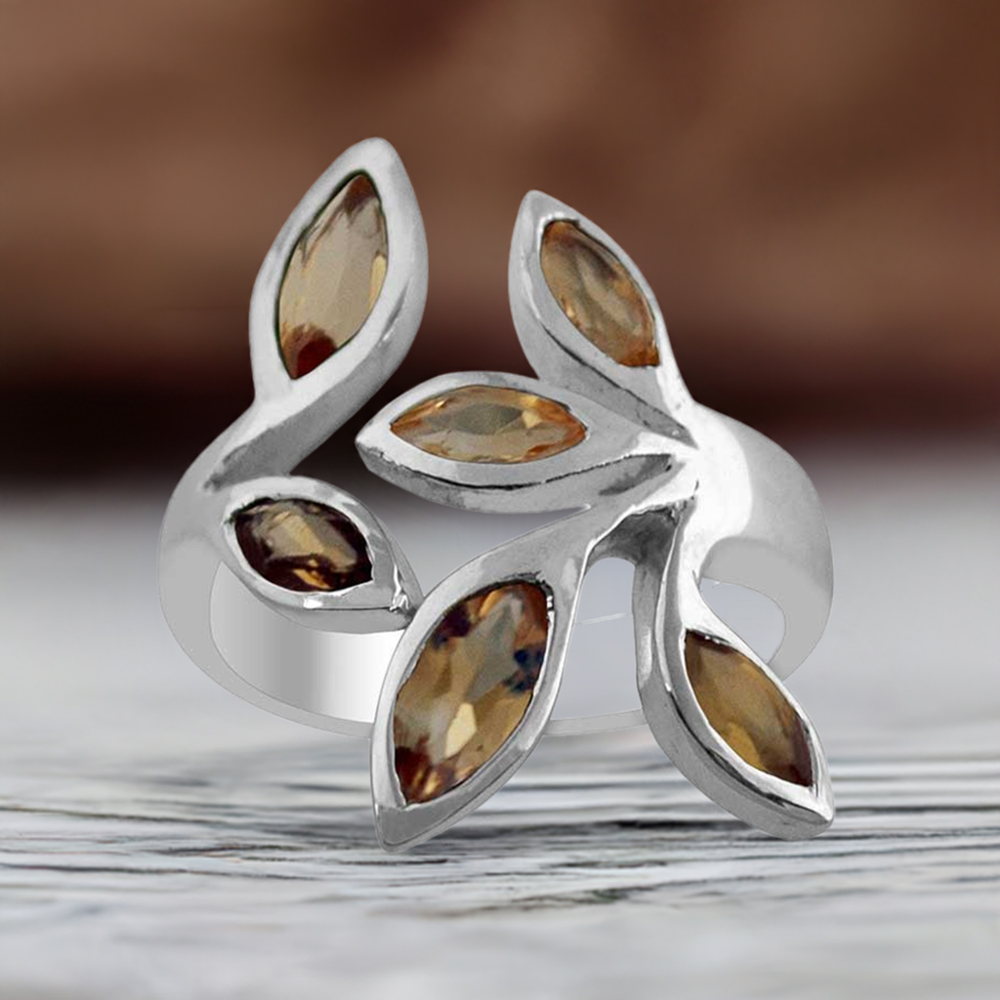 925 Sterling Silver Handmade Rings In Citrine Gemstone Jewelry 925SR1429