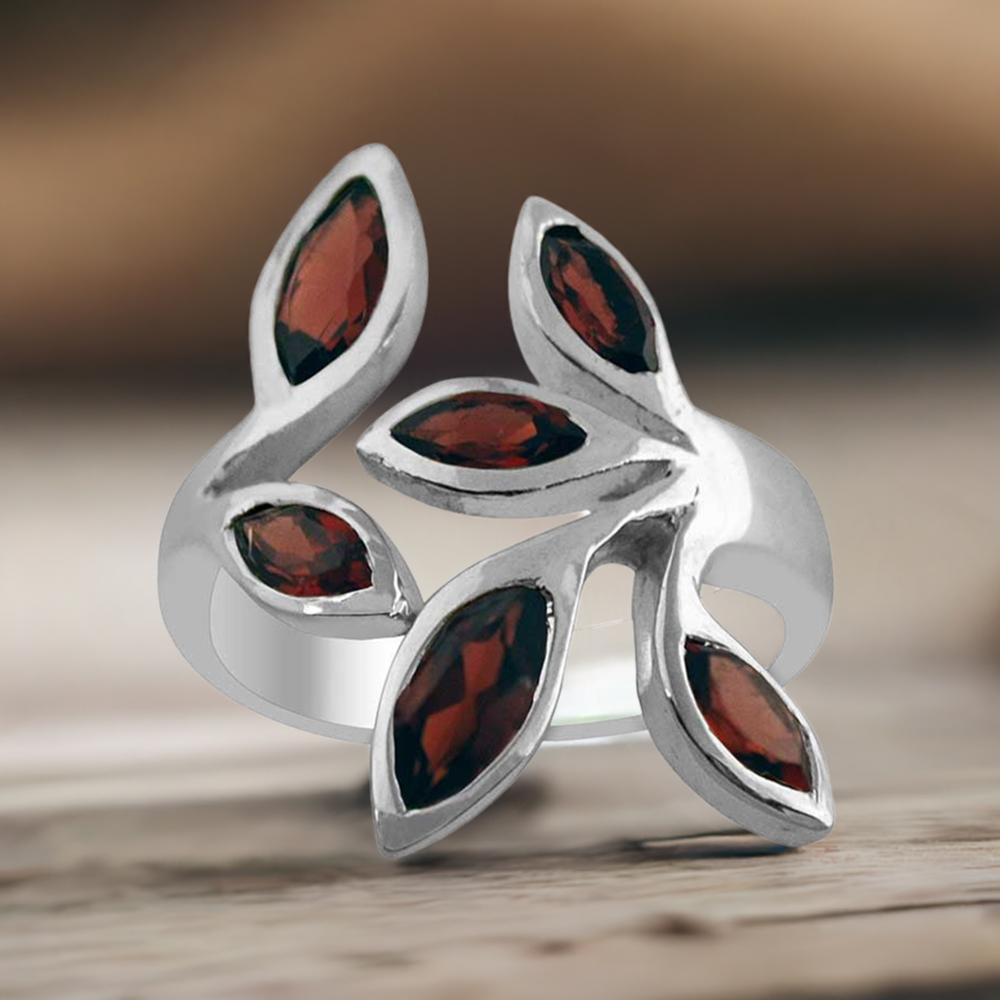 925 Sterling Silver Handmade Rings In Garnet Gemstone Jewelry 925SR1430