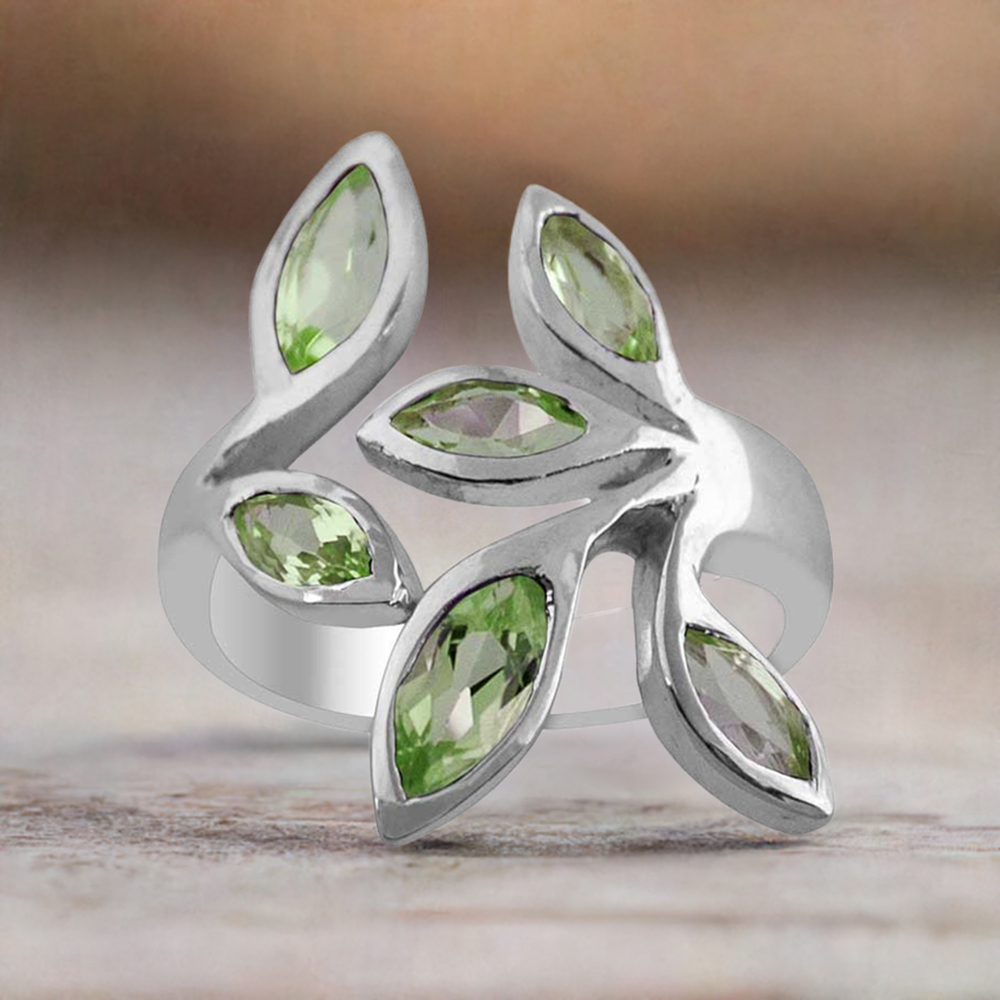 925 Sterling Silver Handmade Rings In Peridot Gemstone Jewelry 925SR1431