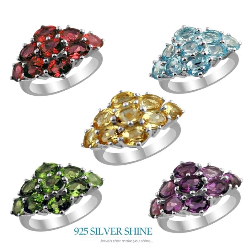 925 Sterling Silver Handmade Rings In Multi Gemstone Jewelry 925SR1432_2