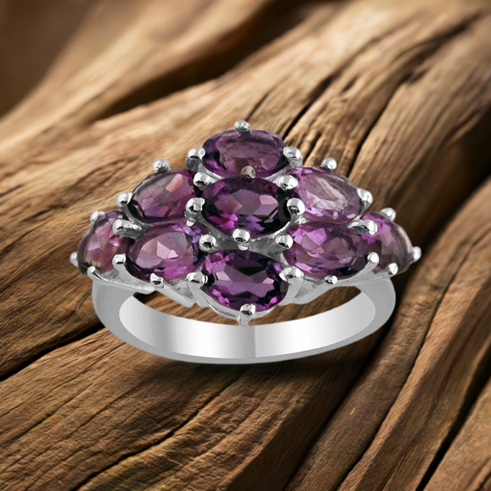 925 Sterling Silver Handmade Rings In Amethyst Gemstone Jewelry 925SR1433
