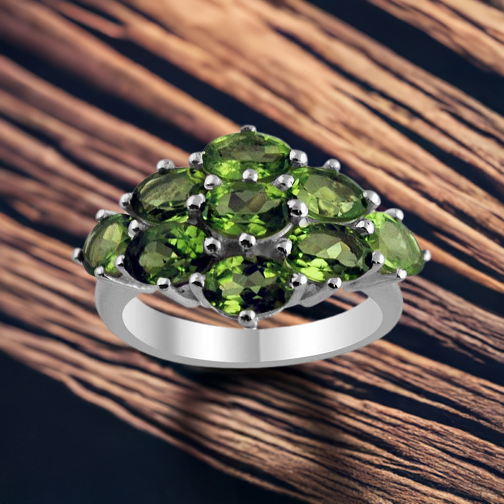 925 Sterling Silver Handmade Rings In Peridot Gemstone Jewelry 925SR1437