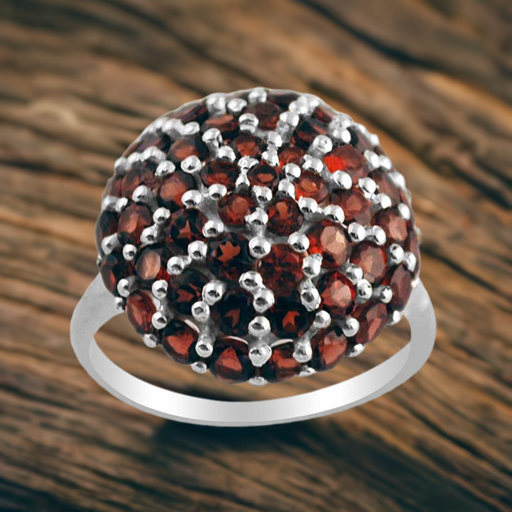 Solid 925 Silver Rings In Natural Garnet Gemstone 925SR1442