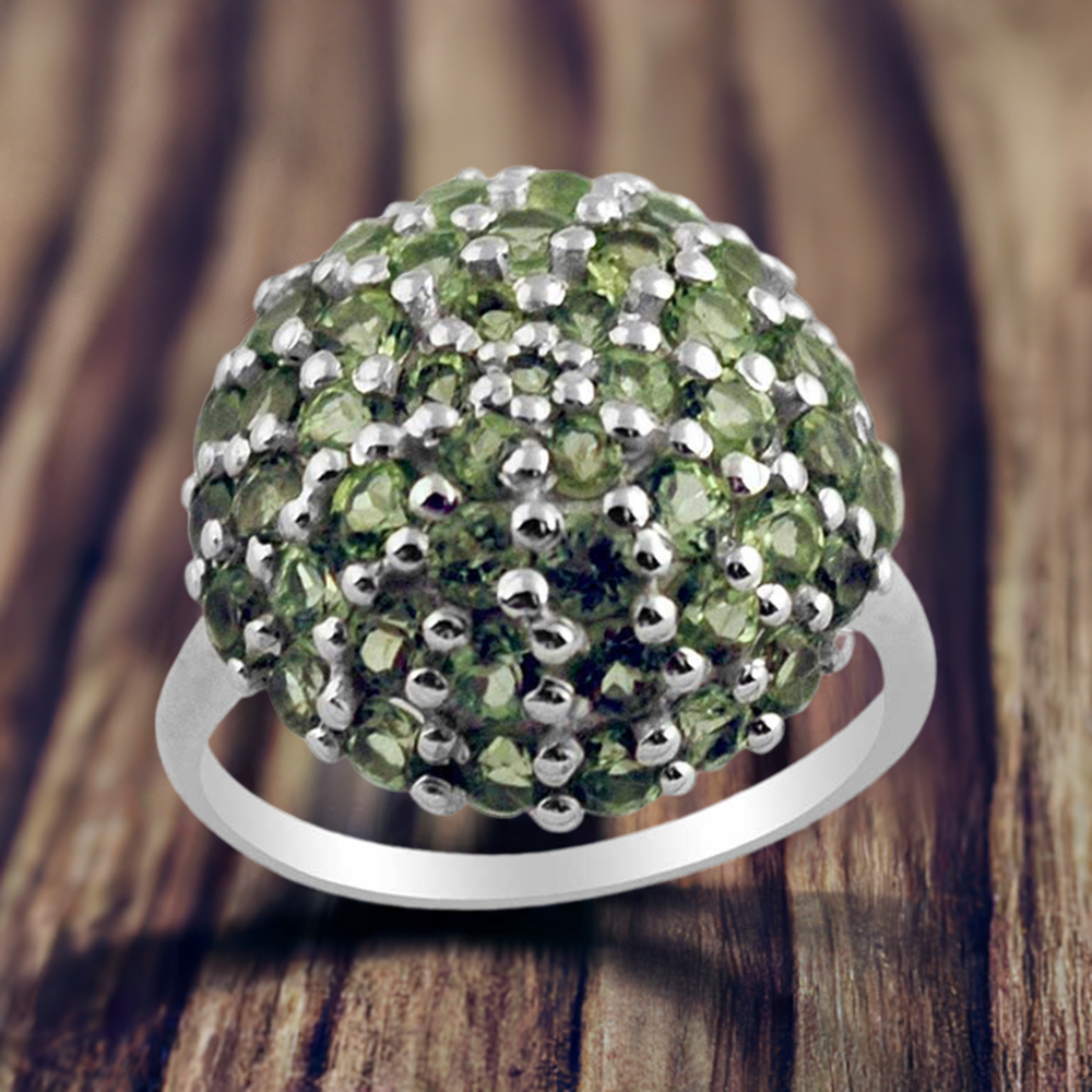 Solid 925 Silver Rings In Semi Precious Peridot Gemstone 925SR1443