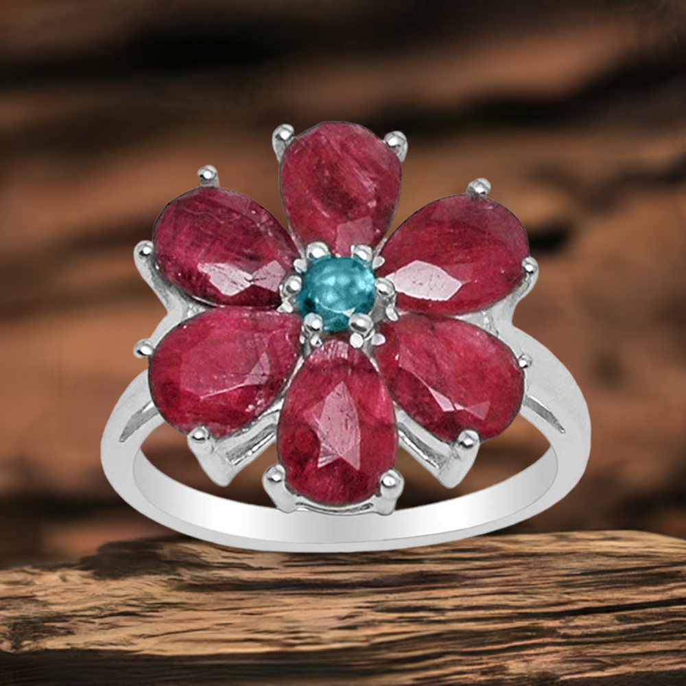 Fine 925 Sterling Silver Rings In Natural Multi Gemstone 925SR1445