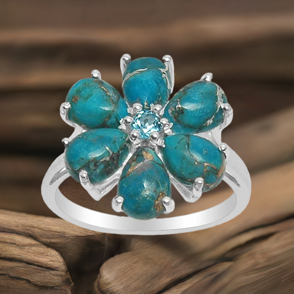 Fine 925 Sterling Silver Rings In Semi Precious Multi Gemstone 925SR1446