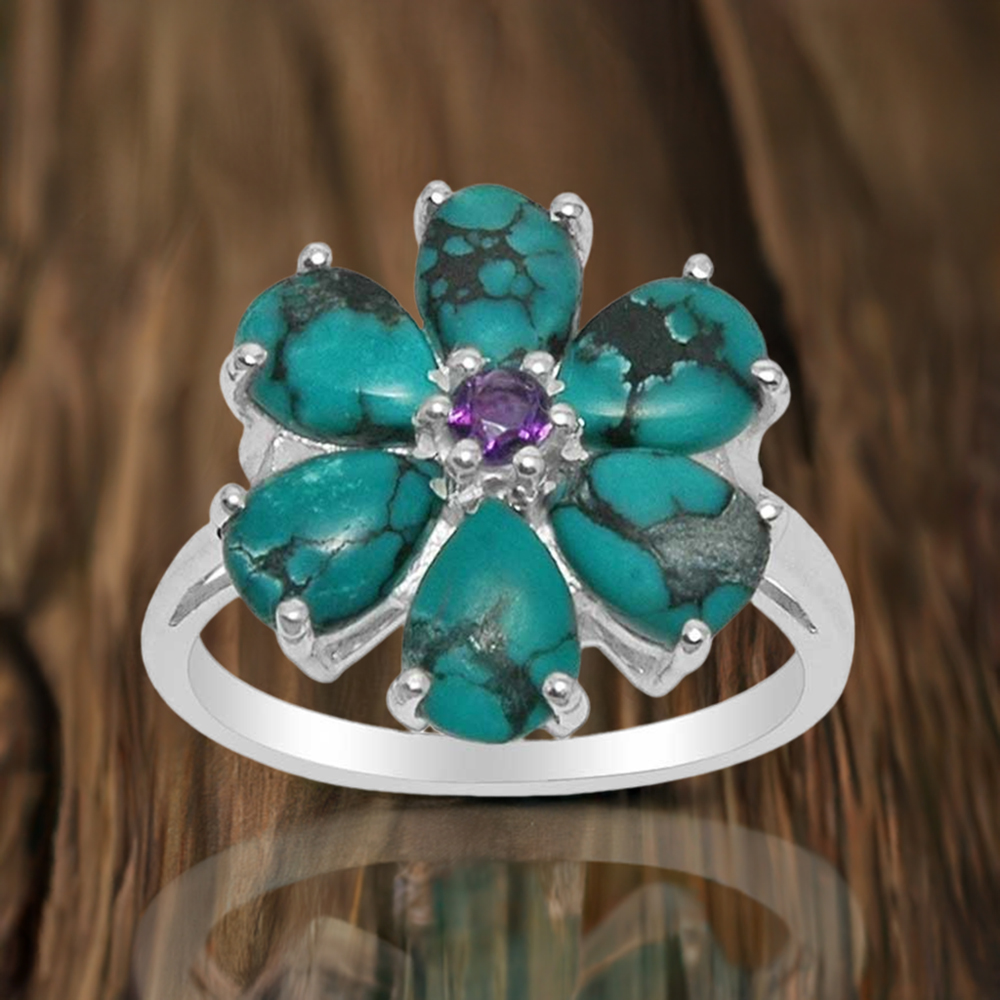 Fine 925 Sterling Silver Rings In Genuine Multi Gemstone 925SR1447