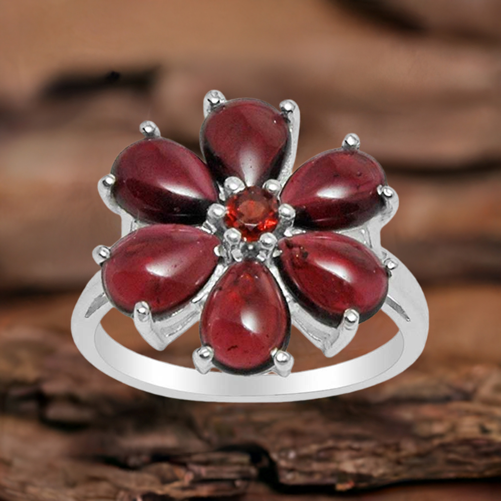 Genuine Garnet Gemstone Rings In 925 Sterling Silver 925SR1450