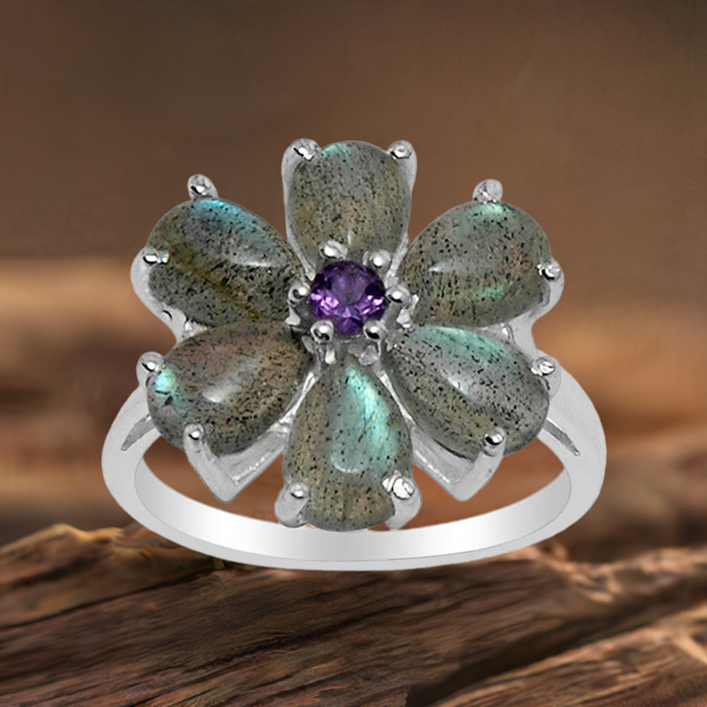 Genuine Multi Gemstone Rings In Solid 925 Silver 925SR1453