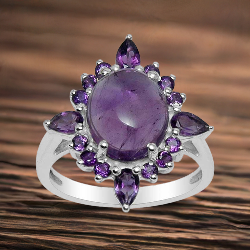 Semi Precious Amethyst Gemstone Rings In 925 Sterling Silver Jewelry 925SR1476