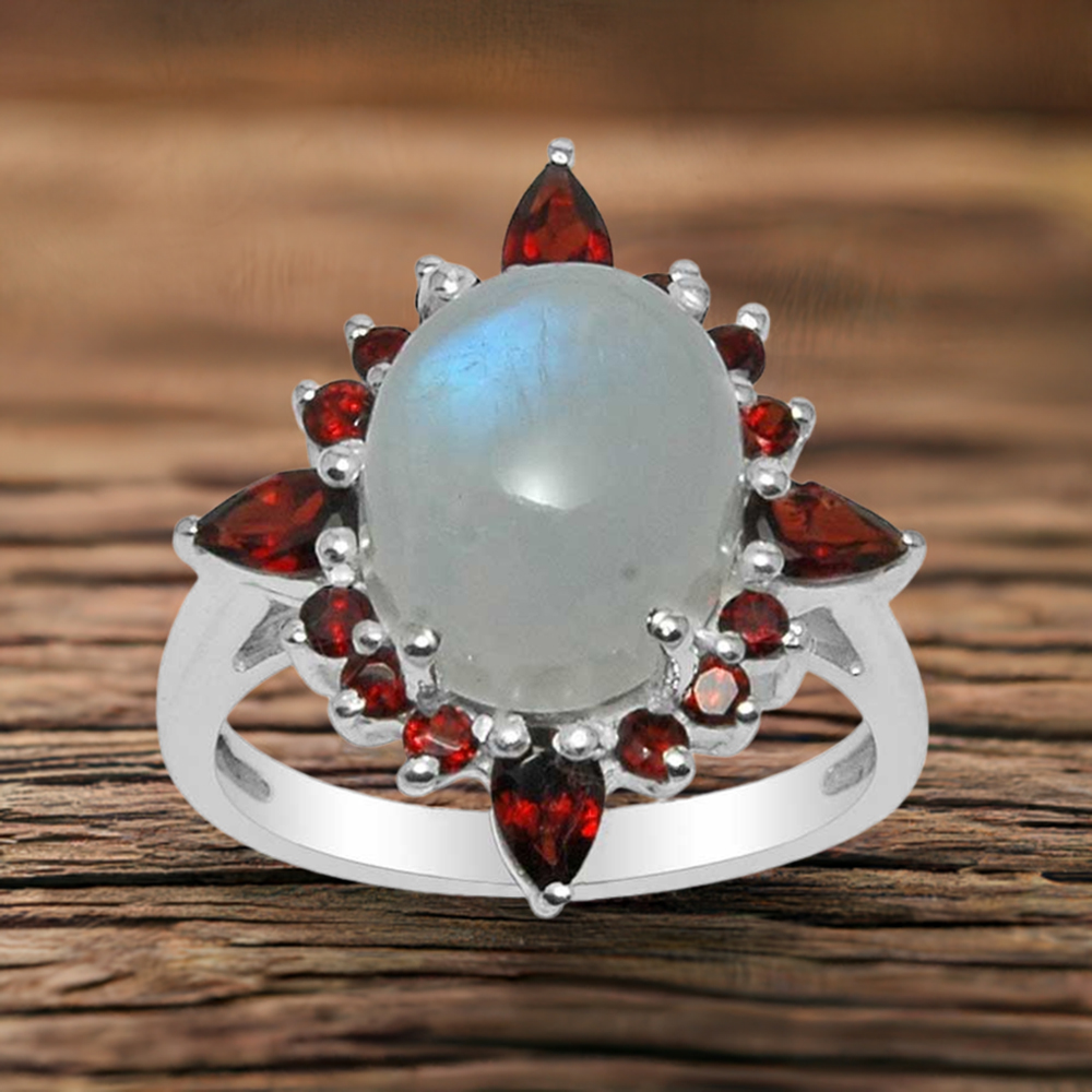 Natural Multi Gemstone Rings In 925 Sterling Silver Jewelry 925SR1478