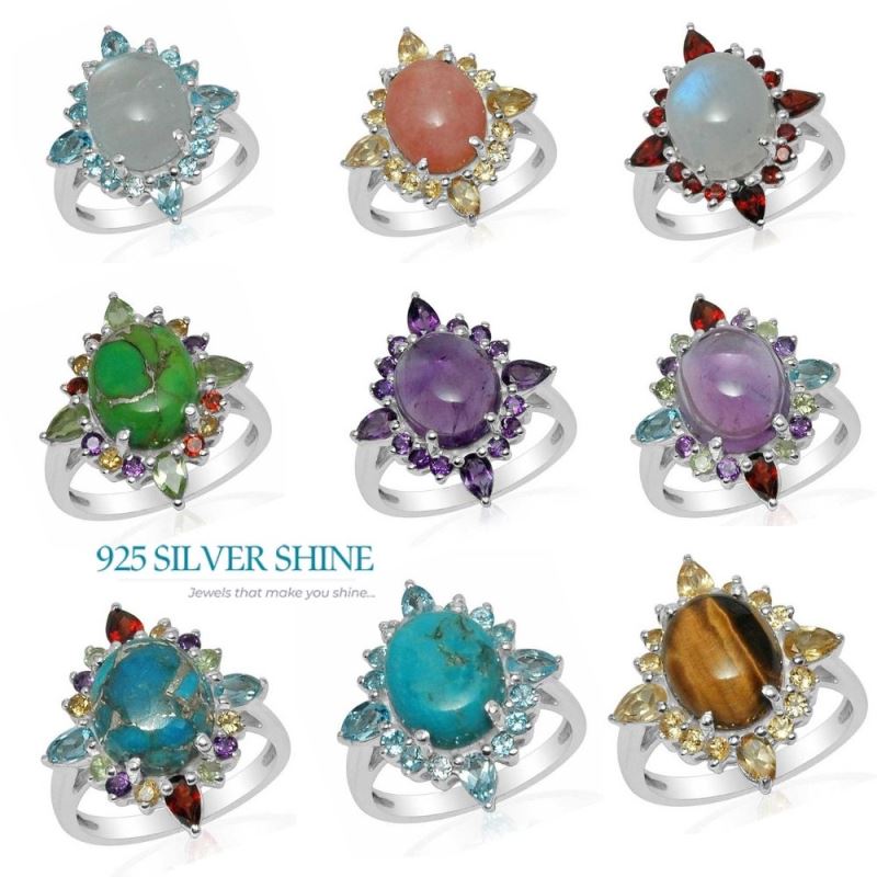 Genuine Multi Gemstone Rings In 925 Sterling Silver Jewelry 925SR1480_2