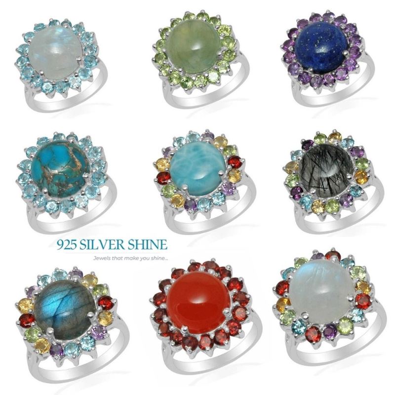 925 Sterling Silver Rings In Multi Gemstone Jewelry 925SR1484_2