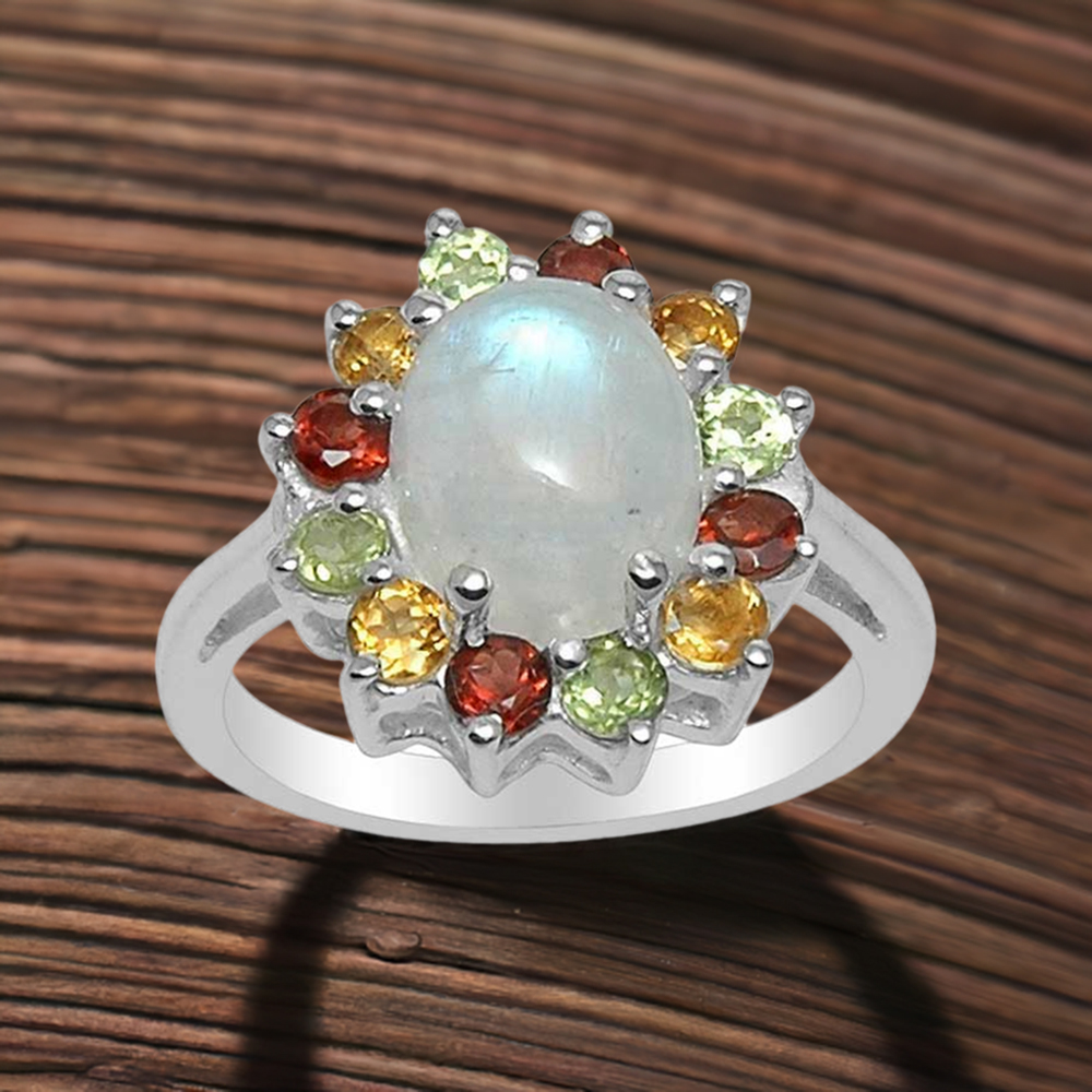 925 Sterling Silver Rings In Multi Gemstone Jewelry 925SR1494