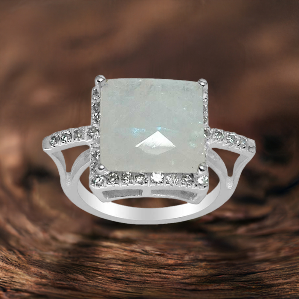 925 Sterling Silver Rings In Rainbow Moonstone Jewelry 925SR1507