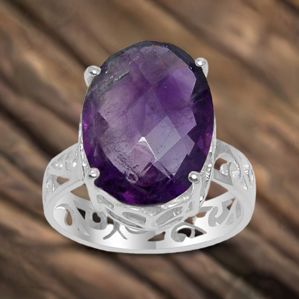 Sterling Silver Amethyst Filigree Rings 925SR1517