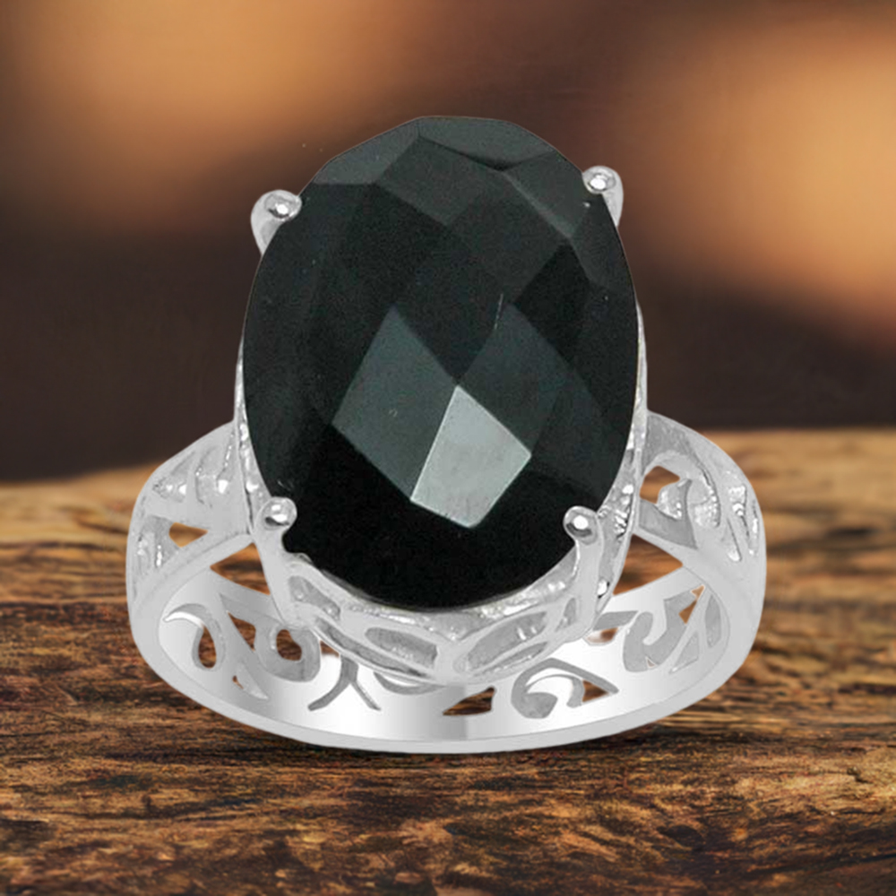 925 Sterling Silver Rings In Semi Precious Black Onyx Gemstone 925SR1519