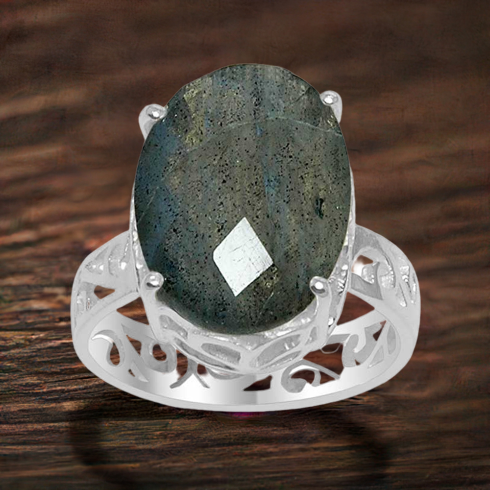 Solid 925 Silver Rings In Semi Precious Labradorite Gemstone 925SR1522