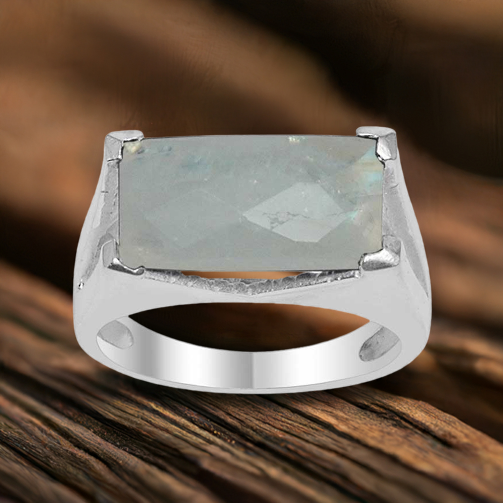Genuine Rainbow Moonstone Rings In 925 Sterling Silver 925SR1529