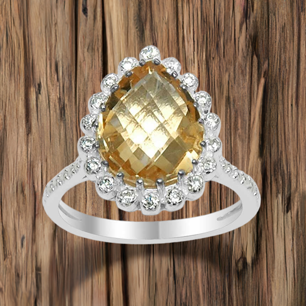Stunning Citrine Cut Stone Silver Rings 925SR1533