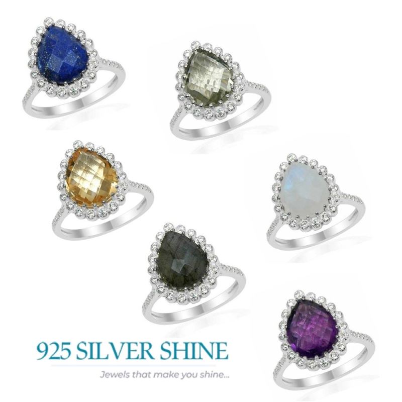 Green Amethyst Chekar Cut 925 Silver Rings 925SR1534_2