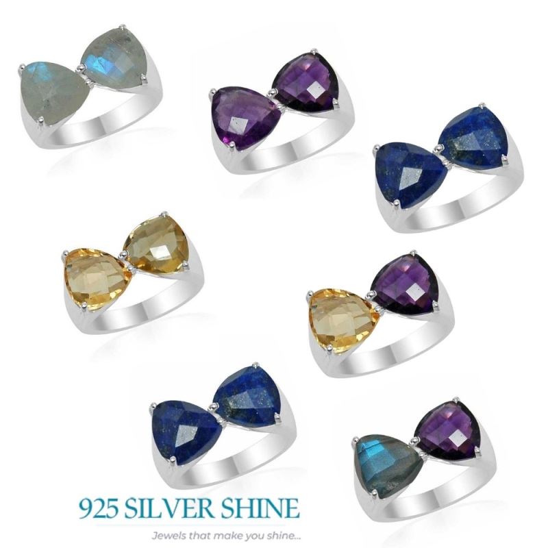 Tow Stone Amethyst Sterling Silver Rings 925SR1540_2
