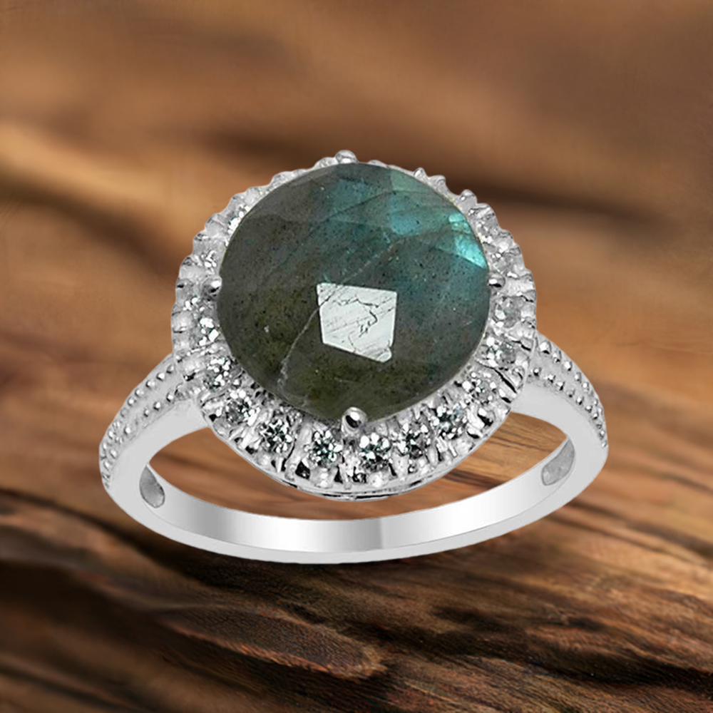 925 Sterling Silver Rings In Genuine Labradorite Gemstone 925SR1544