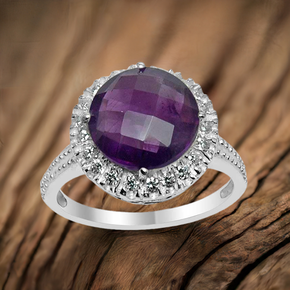 Natural Amethyts Gemstone Silver Rings Jewelry 925SR1547