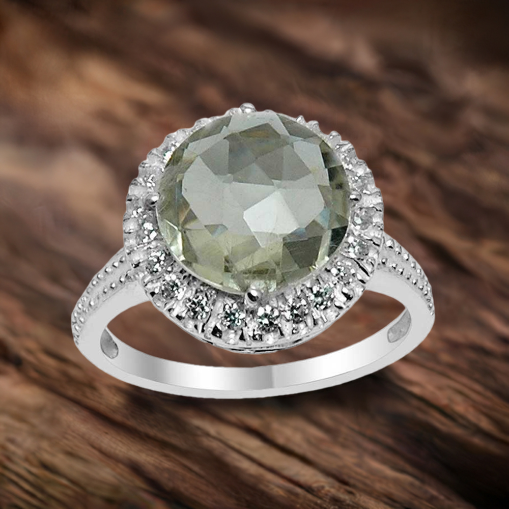 Green Amethyst Gemstone Sterling Silver Rings 925SR1549